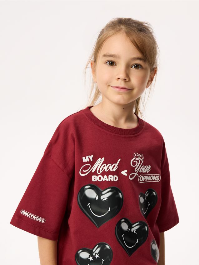 Reserved - Bawełniany t-shirt SmileyWorld® - brązowy