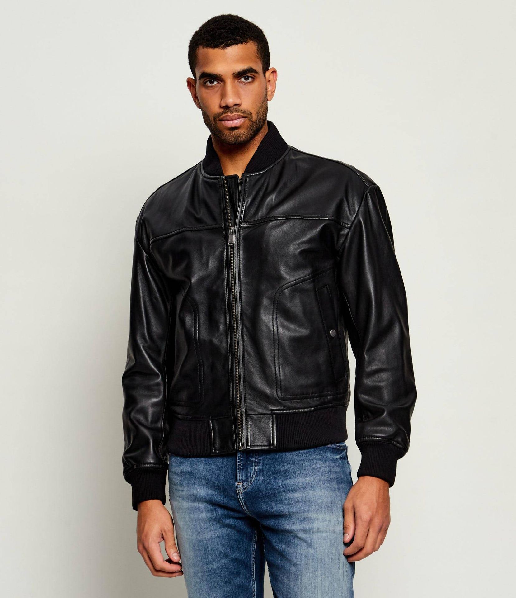 BOSS ORANGE Skórzana kurtka bomber Jokans Regular Fit