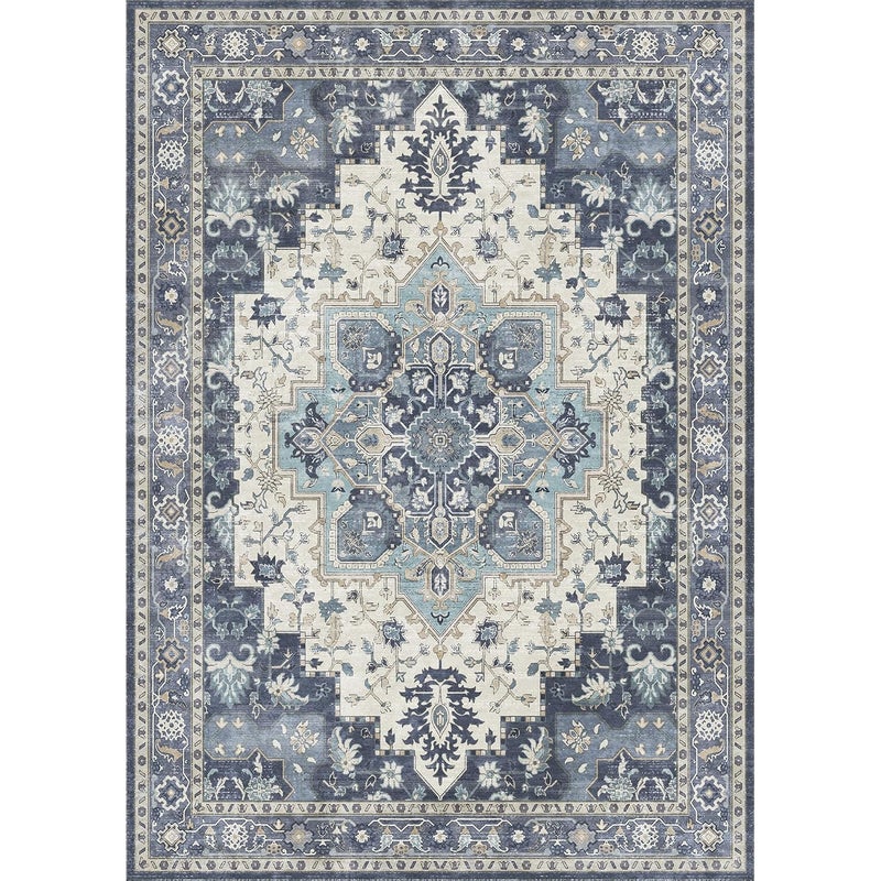 Zmywalny dywan w stylu vintage, 140 x 200 cm, ultracienka konstrukcja, idealny do salonu/sypialni, nadaje się do codziennego wystroju wnętrz. (1 sztu