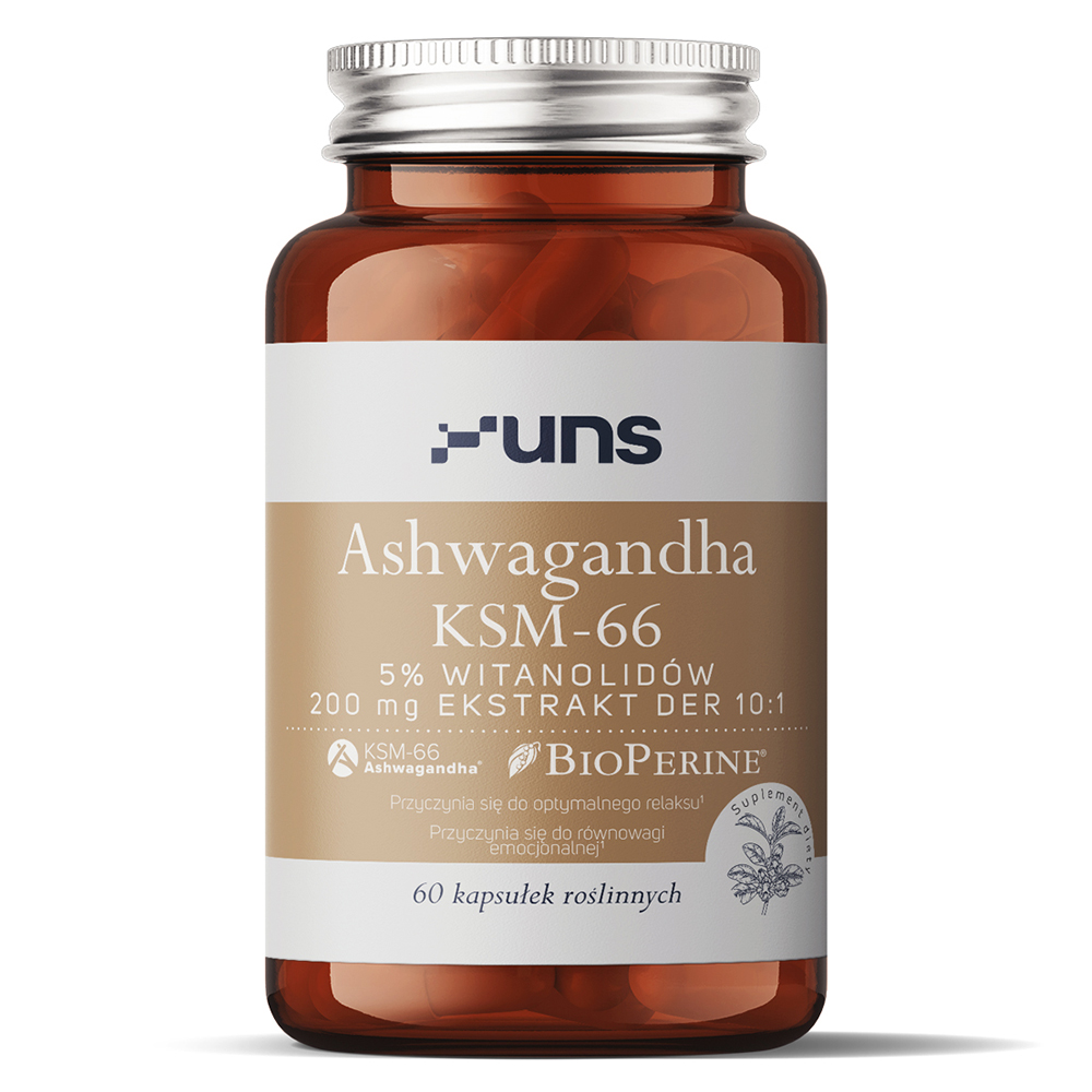 UNS Ashwagandha KSM-66 + Bioperine, 60 kapsułek