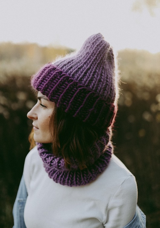 Komplet Puffy czapka i komin Premium wełna merino