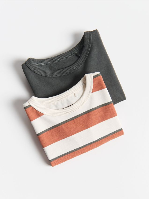 Reserved - Bawełniany longsleeve 2 pack - ciemnoszary