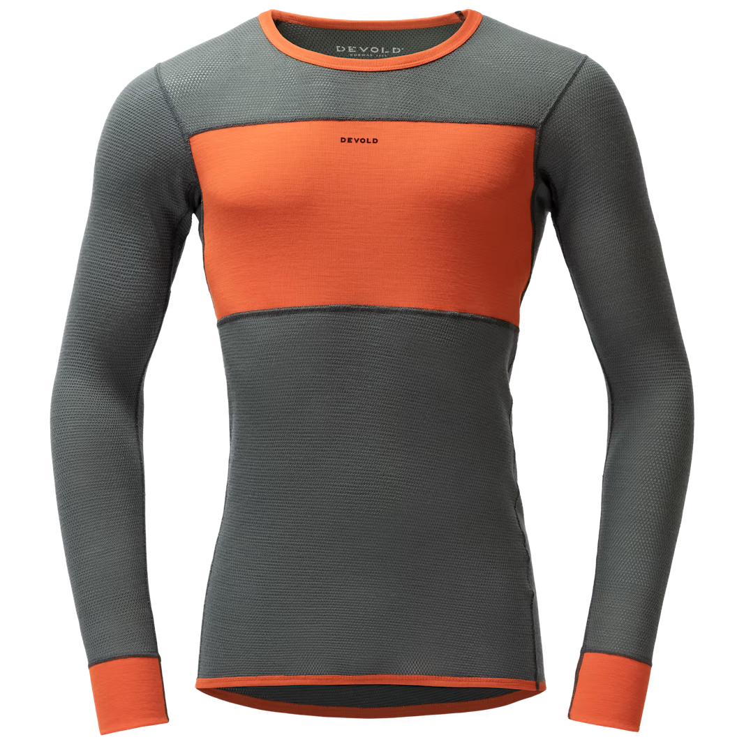 Męska koszulka Devold Wool Mesh 190 Shirt Man Rozmiar: XL / Kolor: pomarańczowy/szary