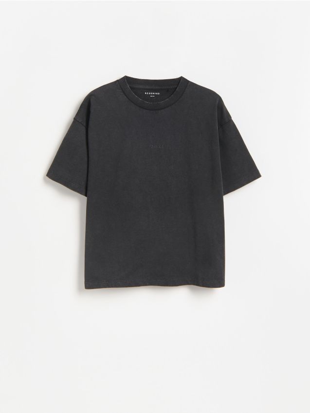 Reserved - Bawełniany t-shirt - ciemnoszary