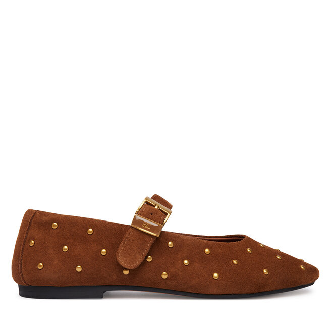 Baleriny Tommy Hilfiger Th Buckle Suede Stud Ballerina FW0FW09666 Brązowy