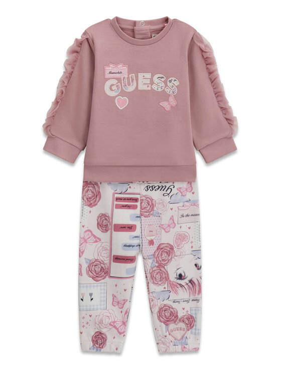 Guess Komplet bluza i legginsy A6YG09 K3916 Różowy jasny Regular Fit