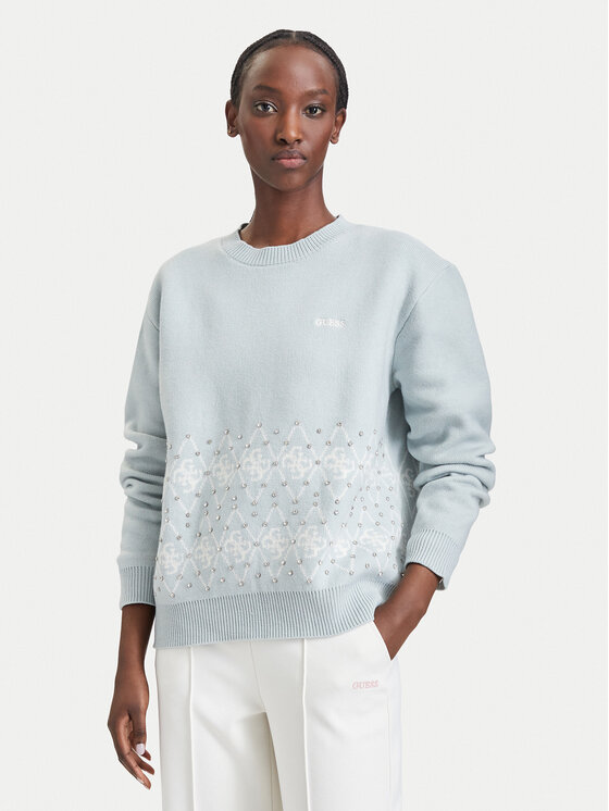 Guess Sweter V6BR16 Z2278 Zielony jasny Regular Fit