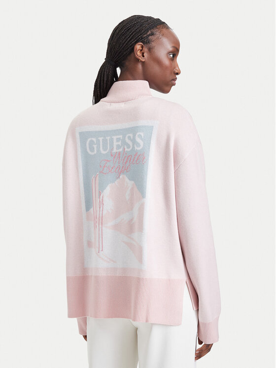 Guess Sweter V6BR12 Z1673 Różowy jasny Regular Fit