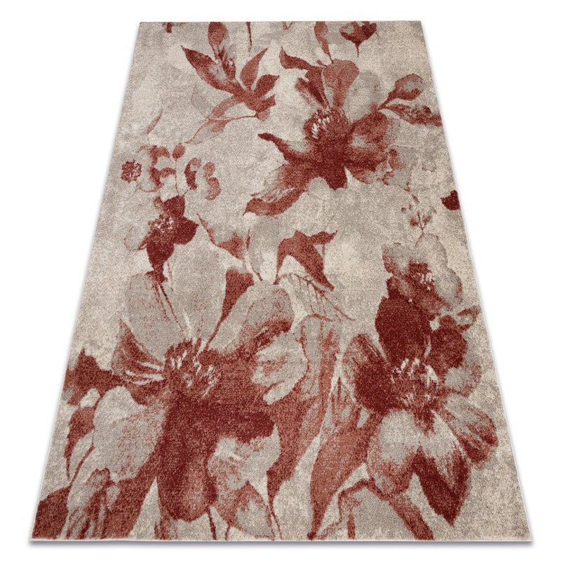 Dywan FUSION 8259 krem / bordo - Kwiaty, nowoczesny, abstrakcyjny 280x370 cm