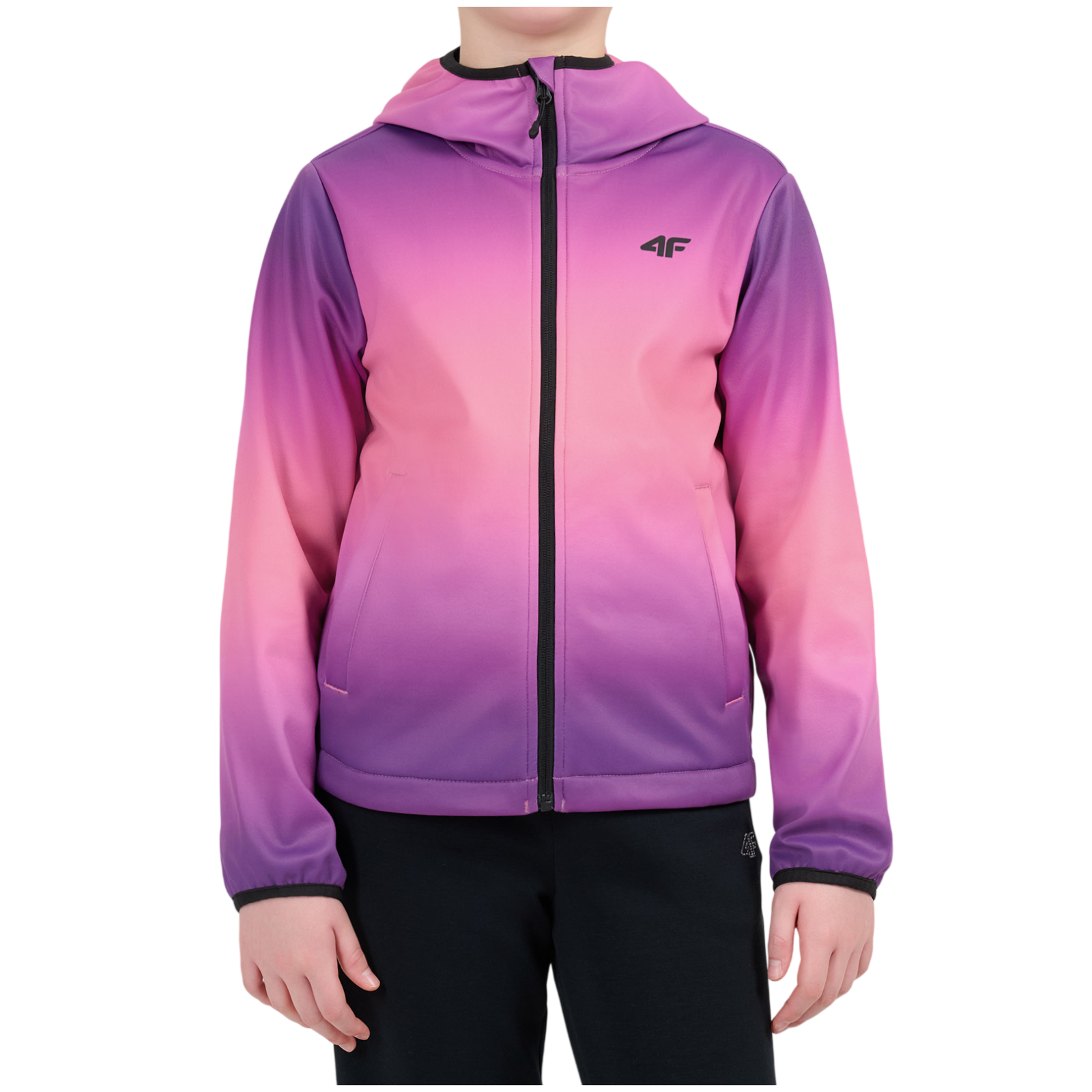 Dziecięca kurtka softshellowa 4F Softshell Jacket F603 Multicolour 3 Allover Rozmiar dziecięcy: 128 / Kolor: różowy