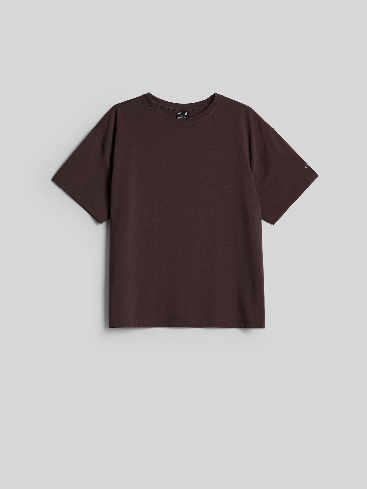 4F T-shirt loose gładki damski - brązowy XS