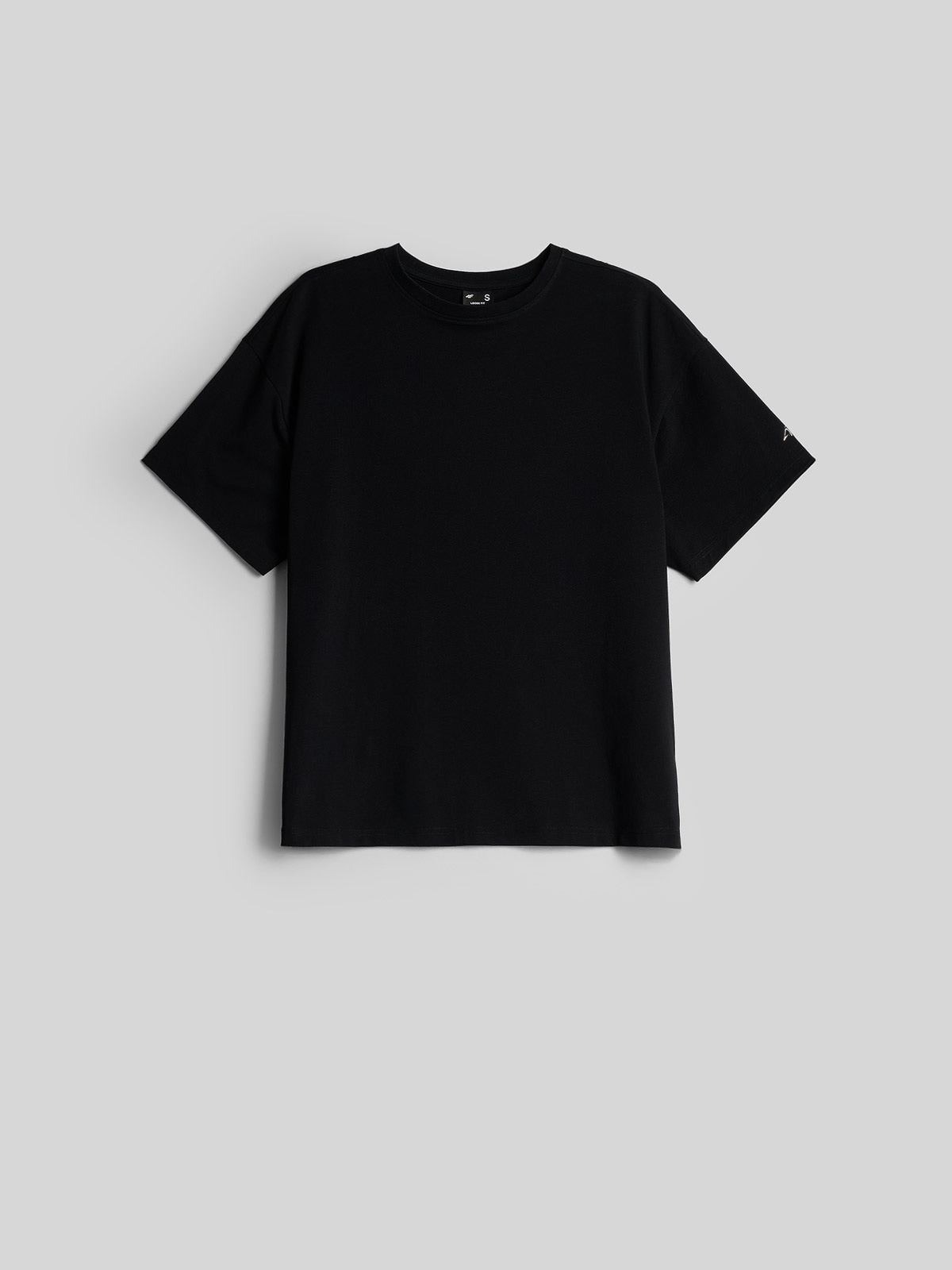 4F T-shirt loose gładki damski - czarny XS