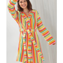 Cawo Szlafrok damski Lifestyle Stripes Short Hooded Multicolor