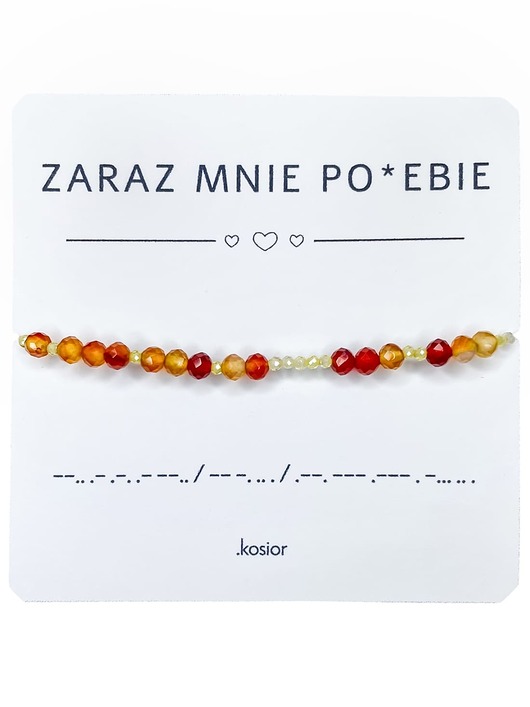Bransoletka ZARAZ MNIE POJEBIE - Awenturyn, Kwarc Żółty - Morse