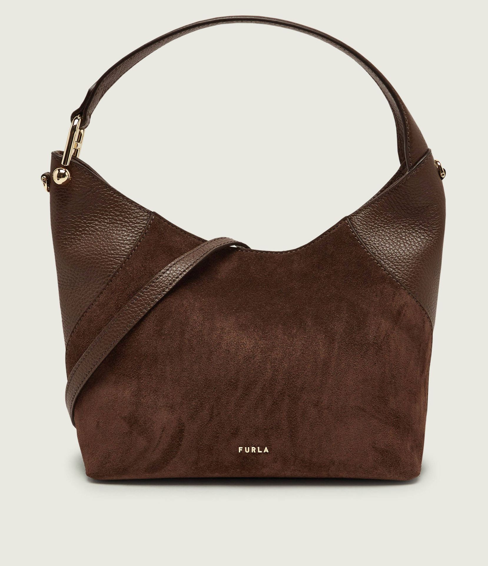 Furla Hobo Furla Lara zamsz z dodatkiem skóry