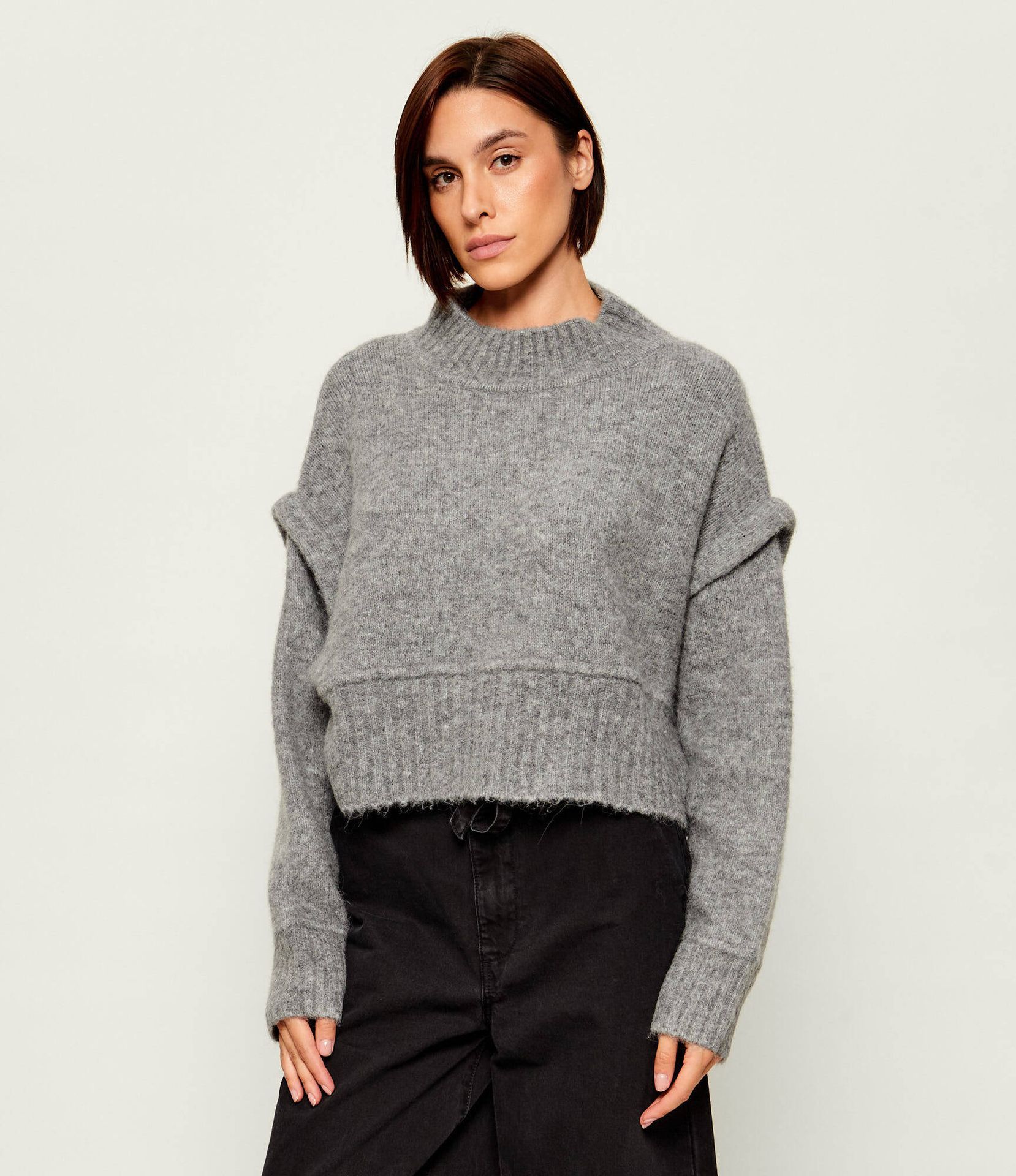 Liu Jo Półgolf Cropped Fit z dodatkiem wełny