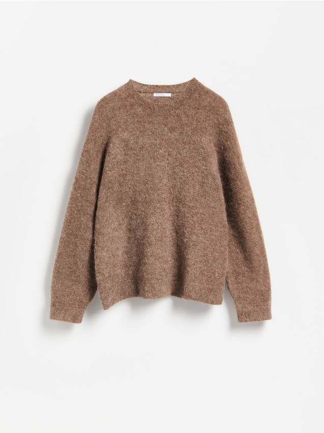 Reserved - Sweter z wełną z alpaki - brązowy