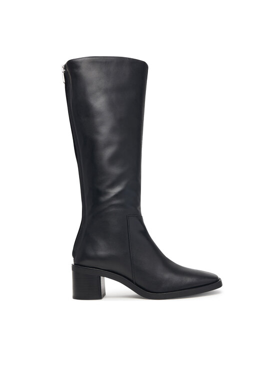 Calvin Klein Kozaki Block Heel High Boot Zip Lth HW0HW03172 Czarny