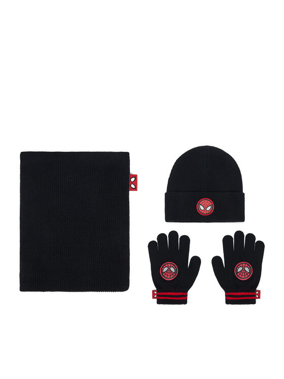Spiderman Komplet czapka, komin i rękawiczki CEO-ACCCS-AW26-309SPRMV Czarny