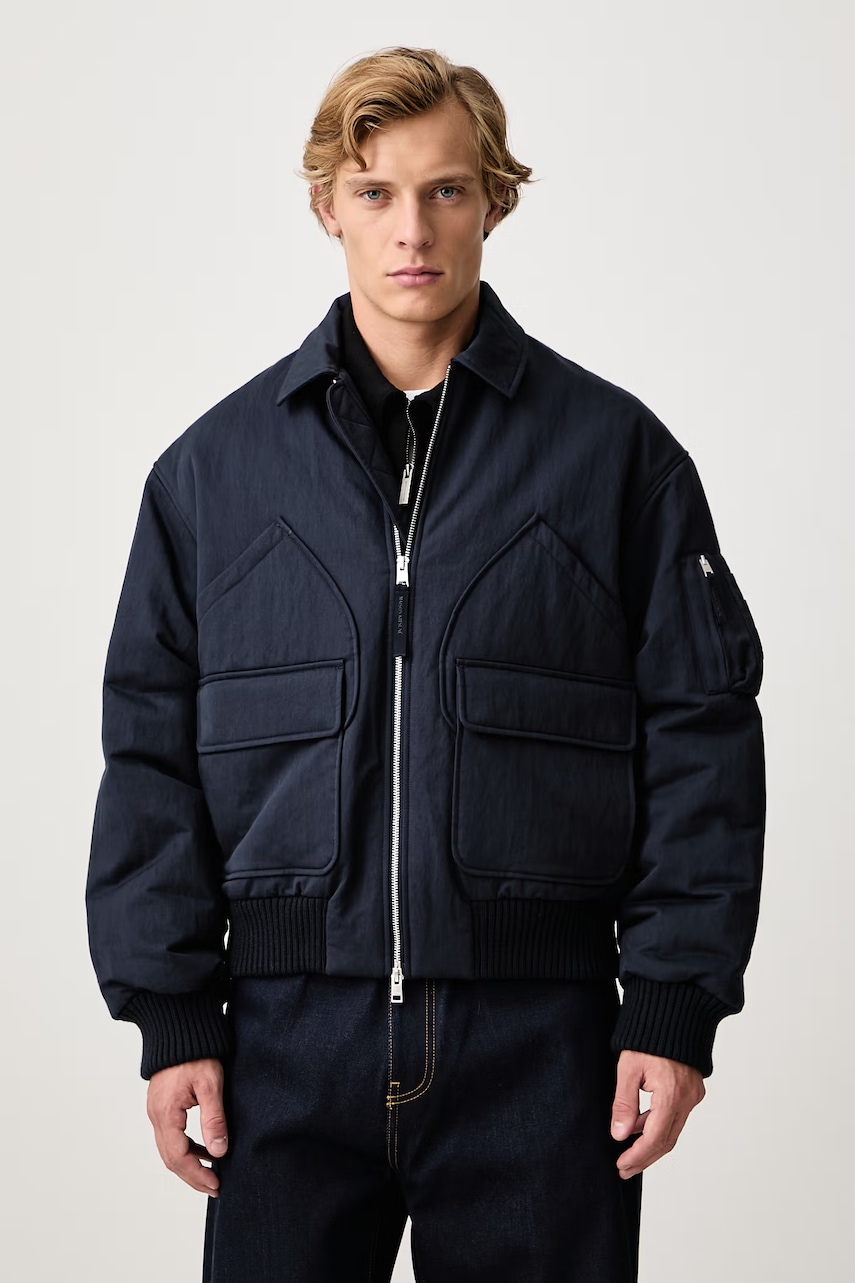 Maison Kitsuné Bomber kurtka z bawełną męska