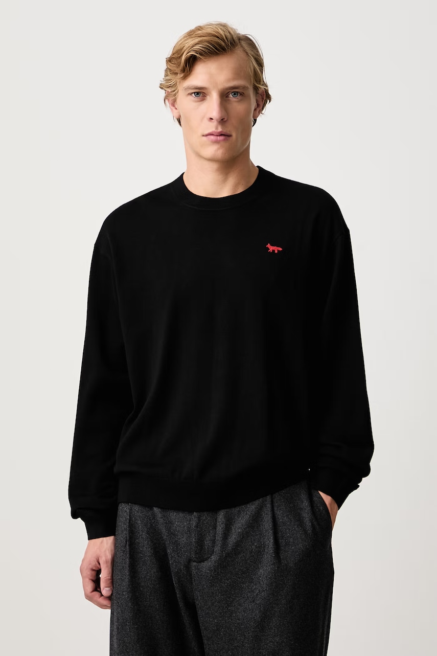 Maison Kitsuné Red Profile Fox sweter wełniany męski