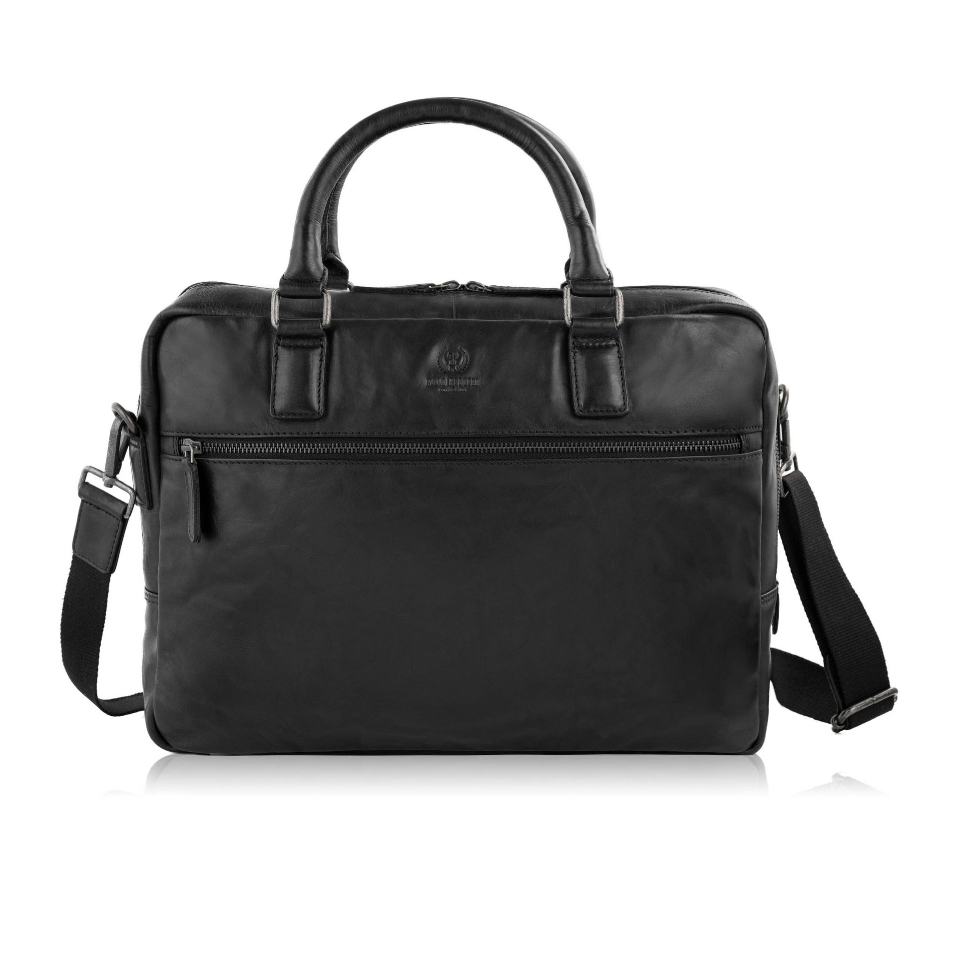 Skórzana torba na laptopa czarna lekka torba biznesowa Paolo Peruzzi SL-13-BL