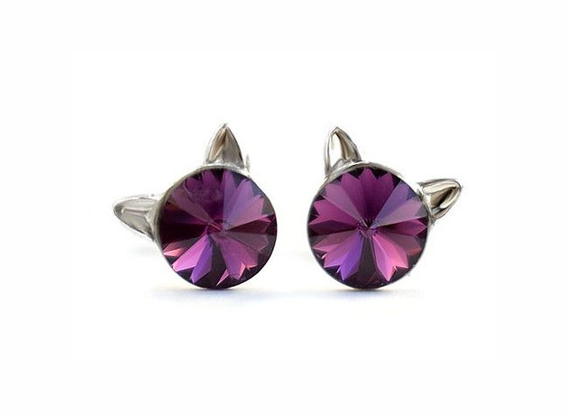 KOTY! Kolczyki - kryształy Swarovski - fiolet