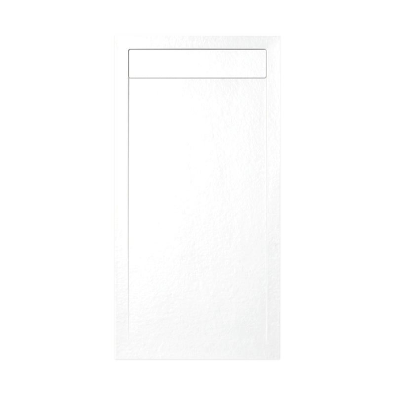 Brodzik prysznicowy, 130×70 cm, Vulcano Line Slim, biały, z marmurową kratką odpływową, żywica i marmur, odpływ w zestawie – FRASCIO