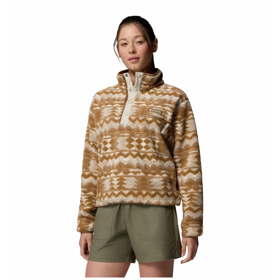 Bluza damska Columbia Helvetia™ II Printed Cropped Half Snap Rozmiar: M / Kolor: brązowy