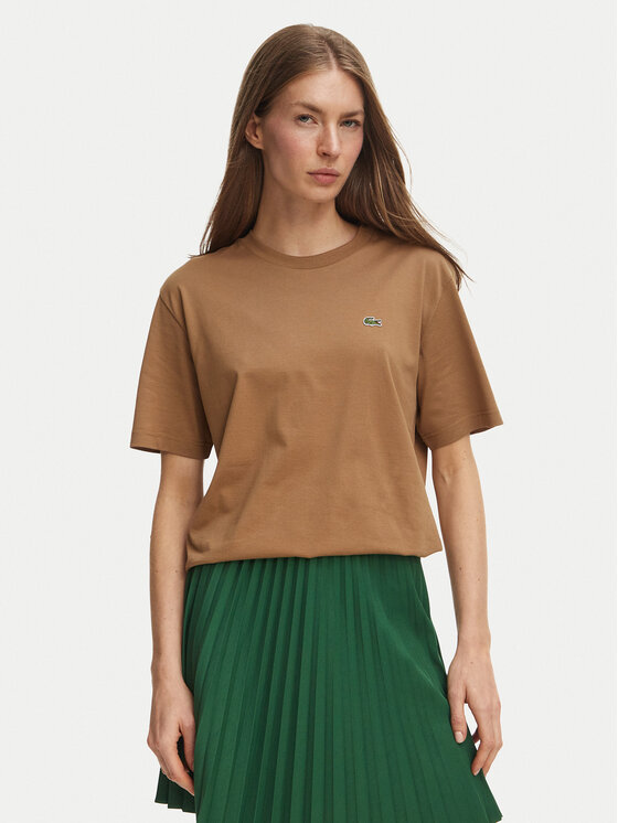 Lacoste T-Shirt TF7215 Brązowy jasny Regular Fit