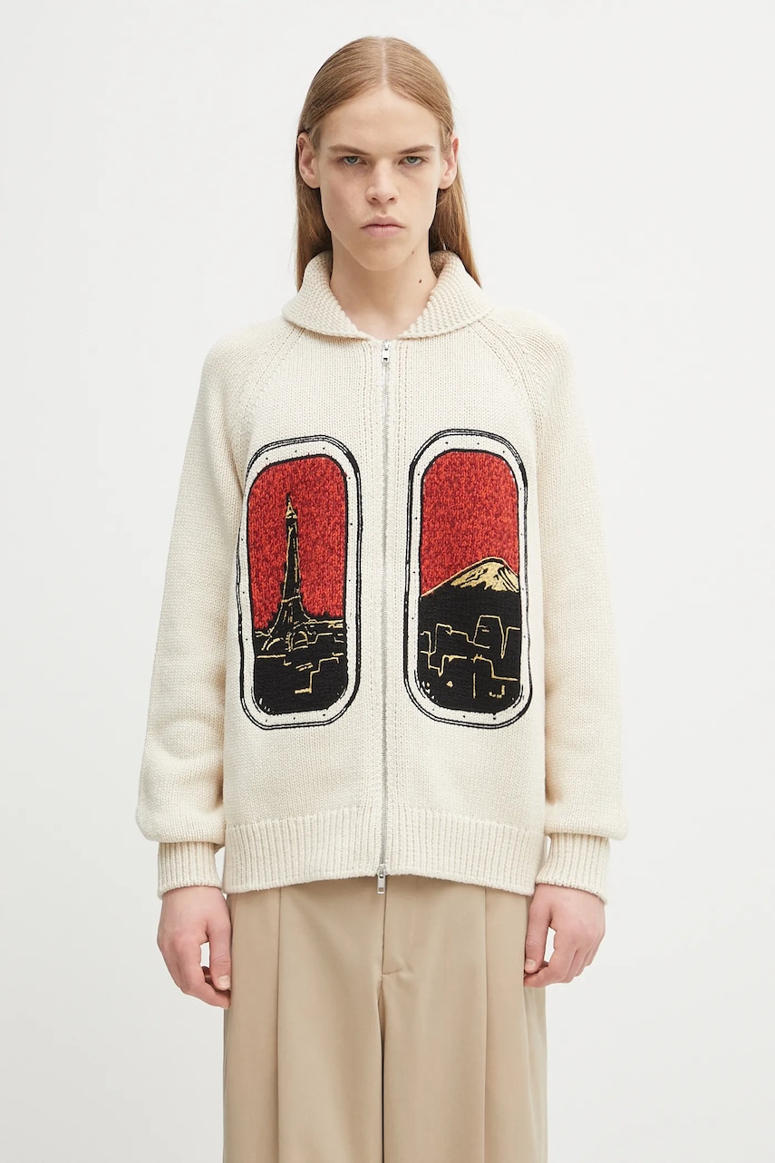 Kenzo kardigan z wełną Rws City Zipped Cardigan