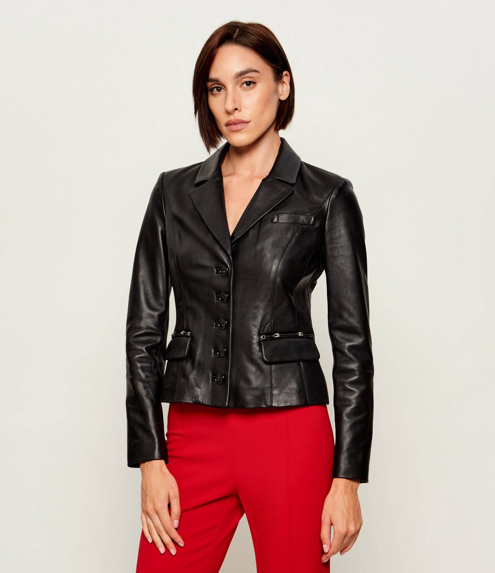 Elisabetta Franchi Skórzana kurtka Regular Fit