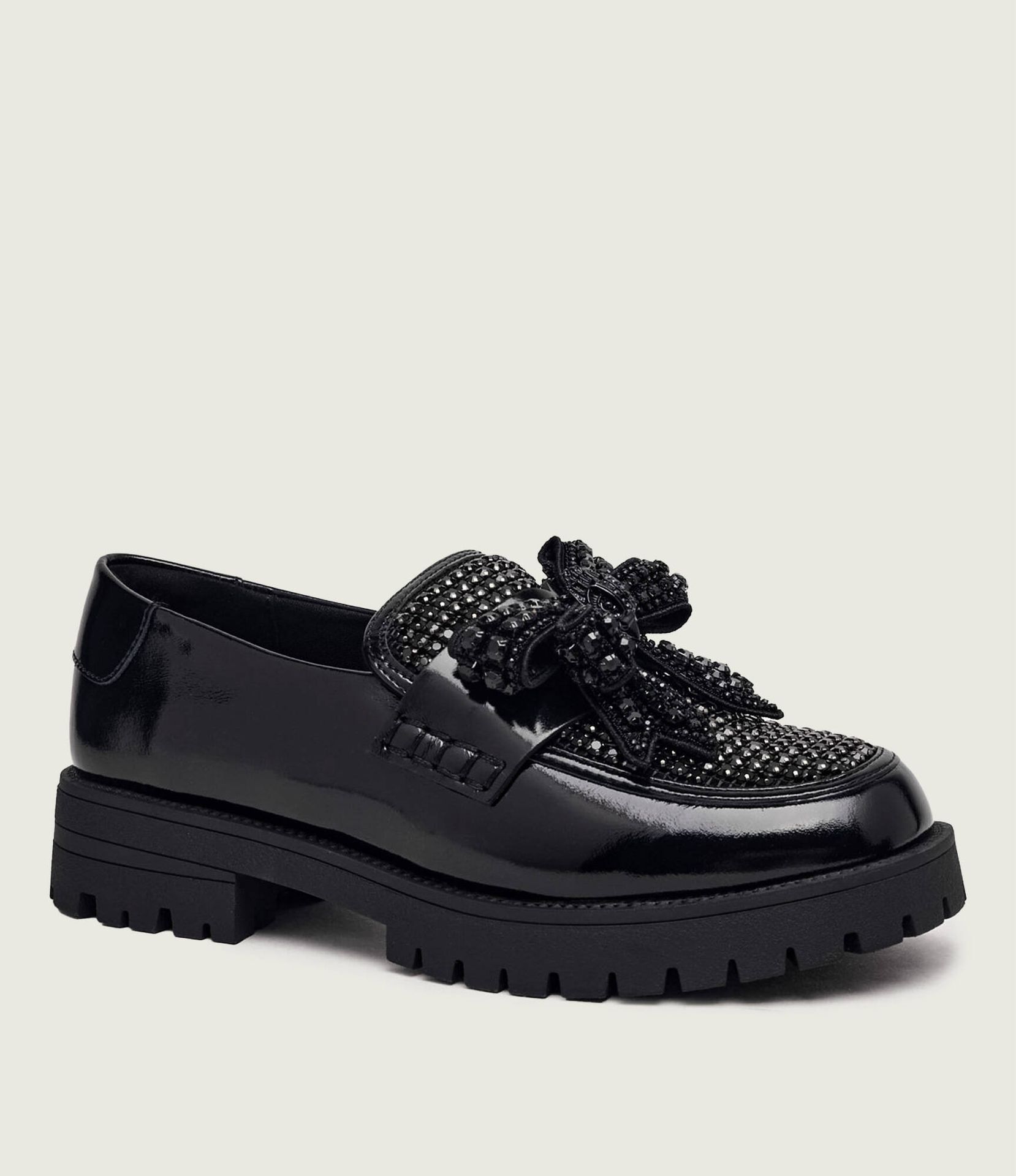 Kurt Geiger Skórzane loafersy Bow Crystal