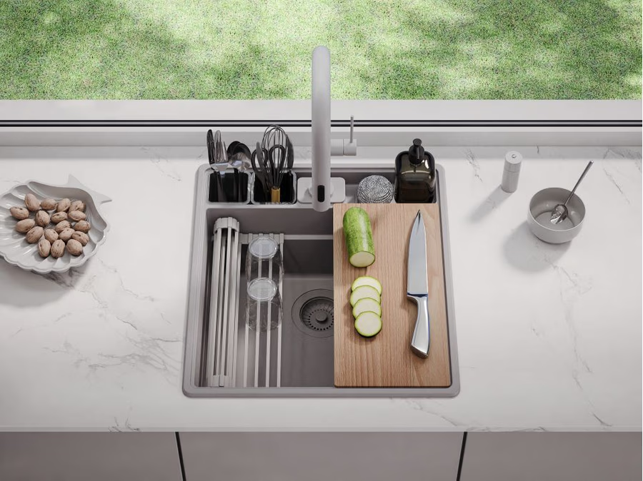 PRIMAGRAN Zlewozmywak nablatowy Nowy Jork Multispace 50 cm Szary