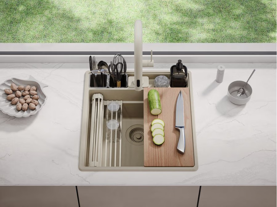 PRIMAGRAN Zlewozmywak nablatowy Nowy Jork Multispace 50 cm Beżowy