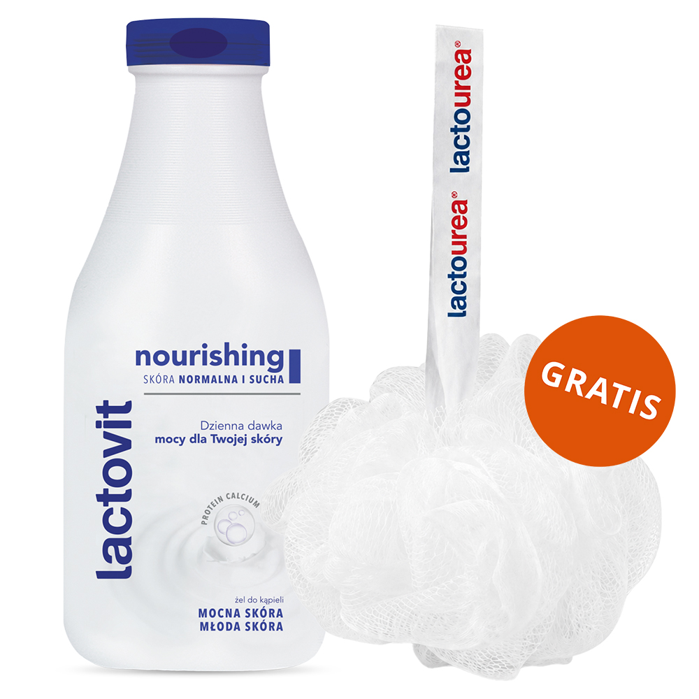 Lactovit Nourishing, żel do kąpieli, 500 ml + myjka do kąpieli gratis