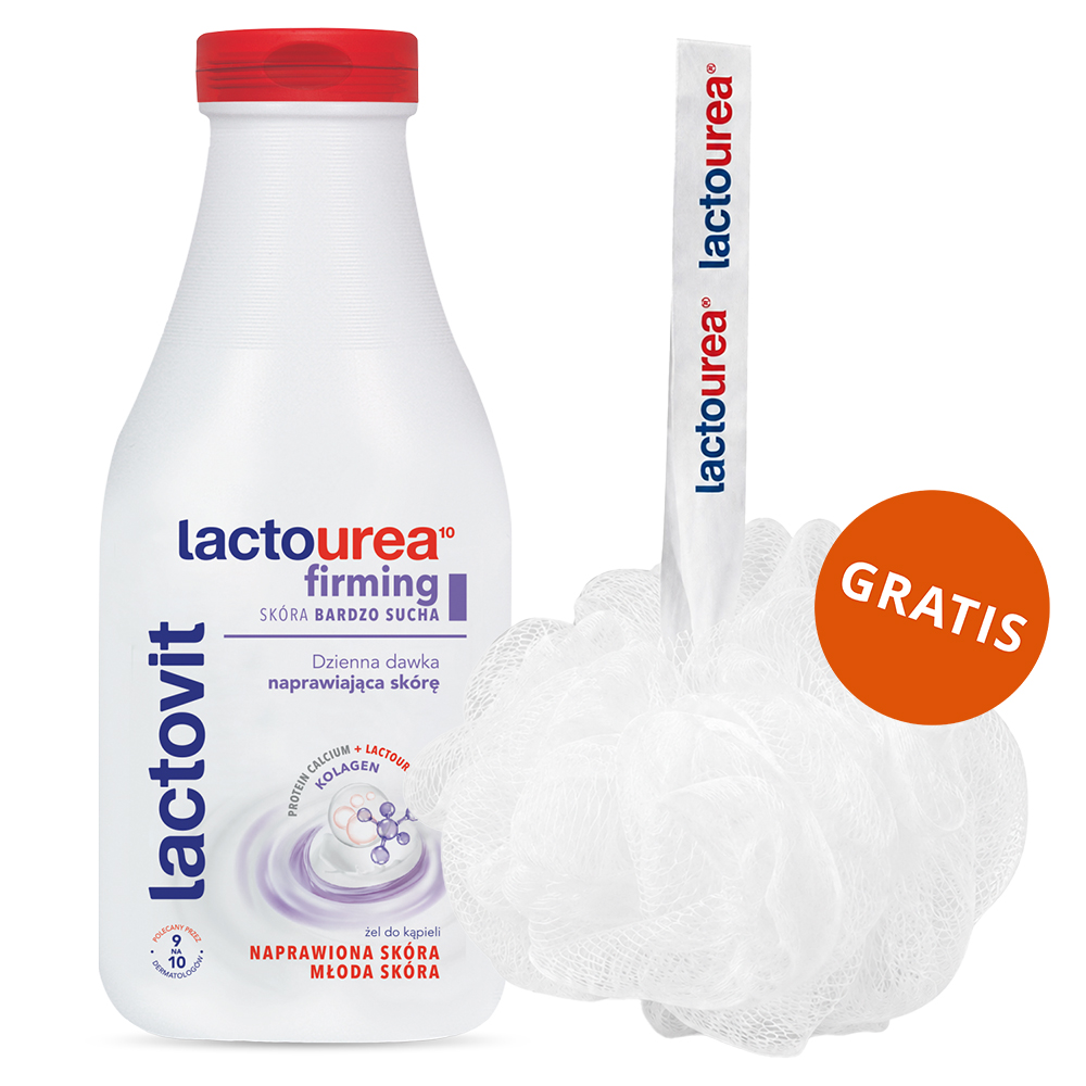 Lactovit Lactourea Firming, żel do kąpieli, 500 ml + myjka do kąpieli gratis