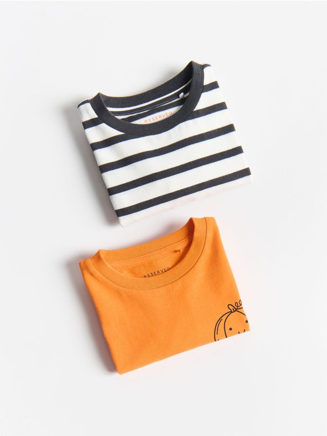 Reserved - Bawełniany longsleeve 2 pack - pomarańczowy