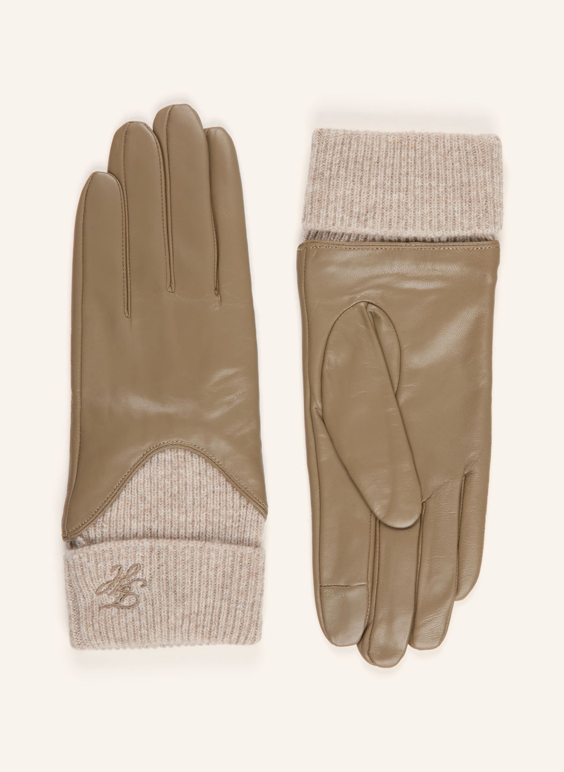 Tommy Hilfiger Skórzane Rękawiczki beige