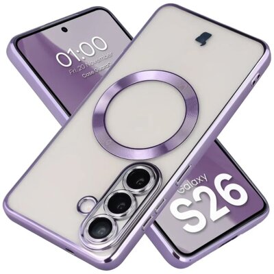 BIZON Etui Case GuardO do Samsung Galaxy S26 Przezroczysto-fioletowy