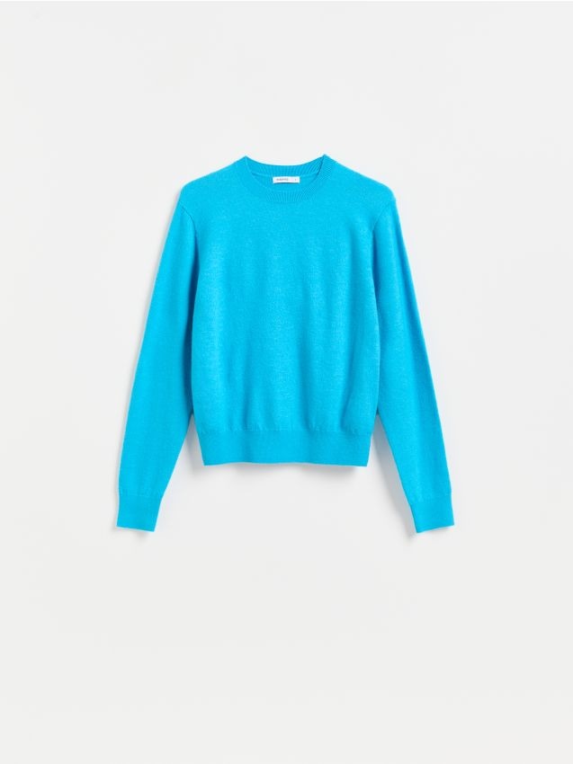 Reserved - Gładki sweter - niebieski