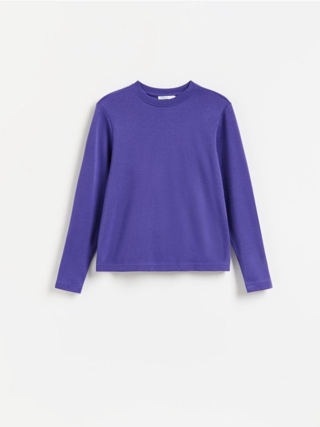 Reserved - Longsleeve z merceryzowanej bawełny - fioletowy