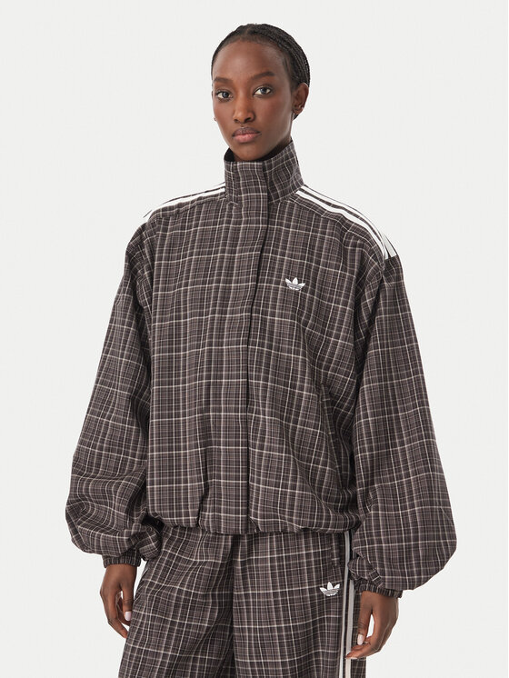 adidas Bluza Blousy Check Track Top LG3953 Brązowy Regular Fit
