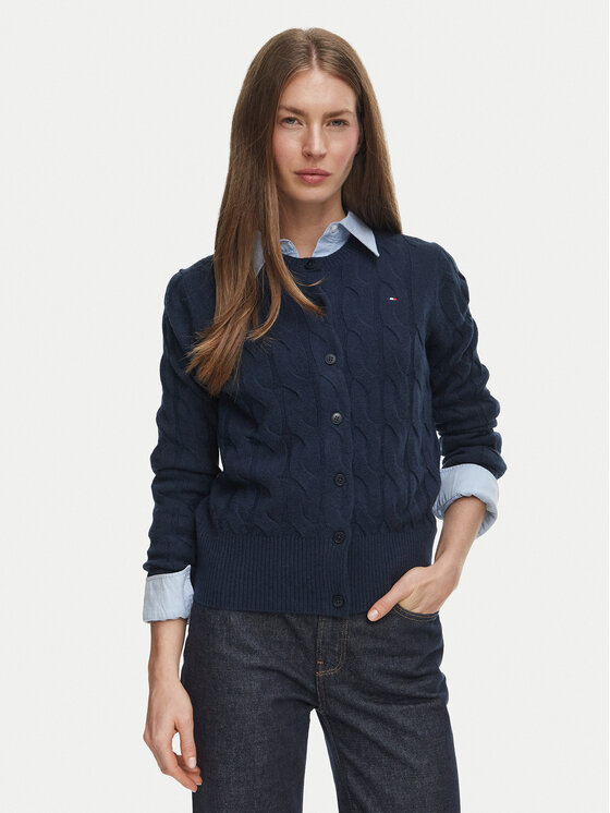 Tommy Hilfiger Kardigan Soft WW0WW52191 Granatowy Regular Fit