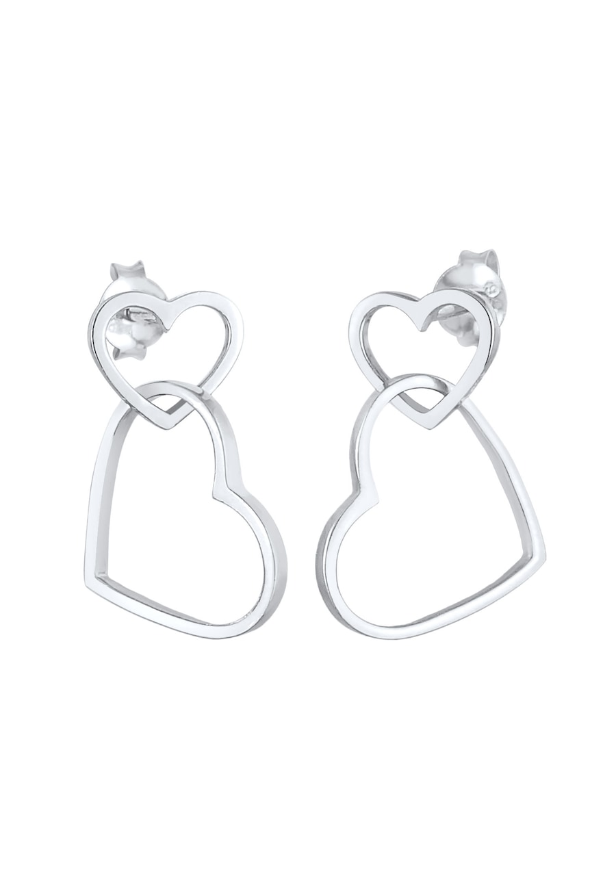 Elli Damskie kolczyki sztyfty Serce Miłość Trend w srebrze 925 Sterling Silver Kolczyki 1 ct