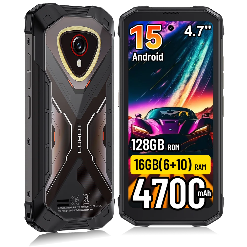 [Wysyłka z Polski] Wytrzymały smartfon Cubot KingKong Mini 4 z 4,7-calowym wyświetlaczem 90Hz, baterią 4700mAh, 6GB+128GB, NFC, 48MP, Android 15 GREY+Neo 1a BLACK