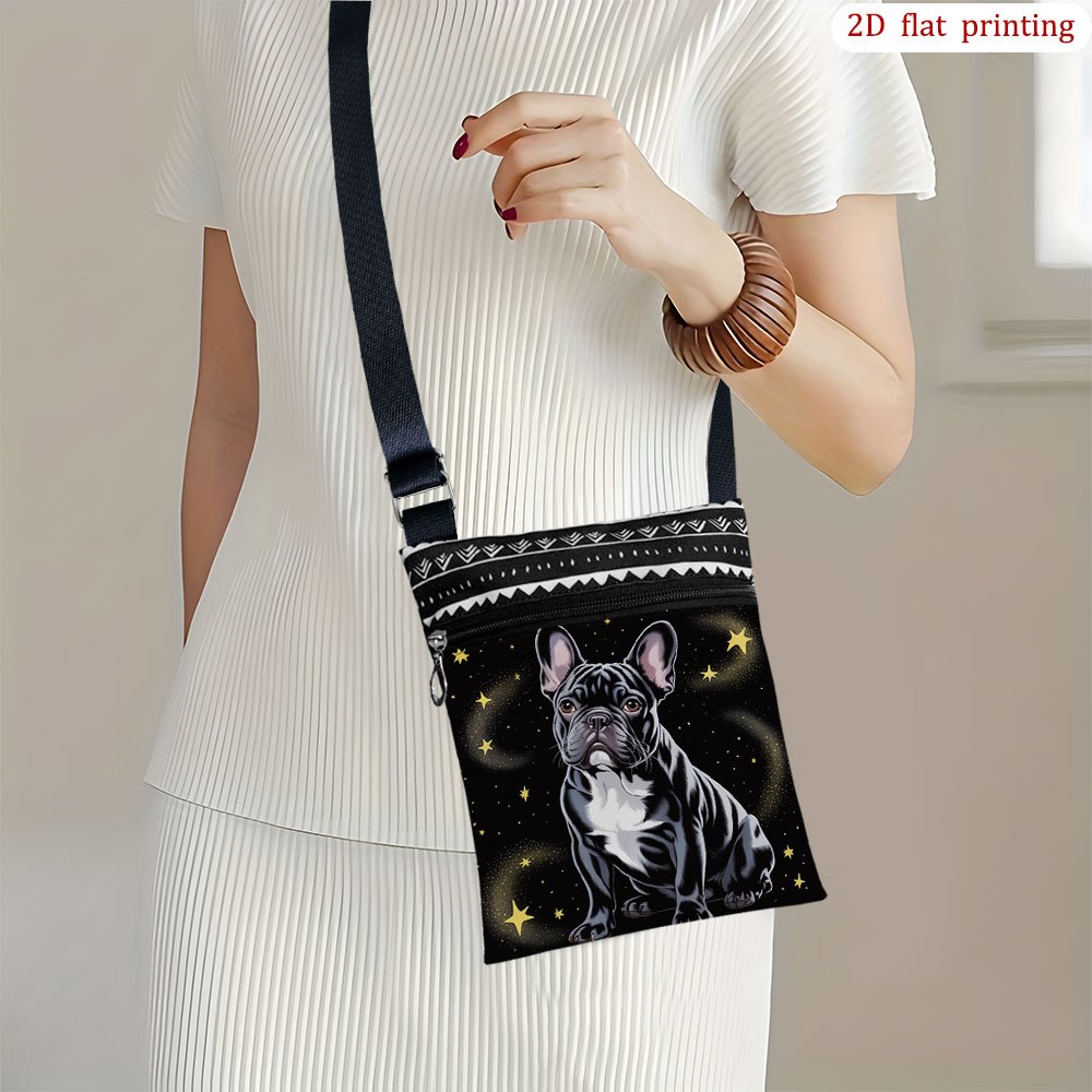 TEMU 1 szt. [Płaski nadruk 2D] Torba crossbody z motywem French Bulldog i Gwieździstej Nocy, idealna do codziennego użytku. Te małe torby na prezenty