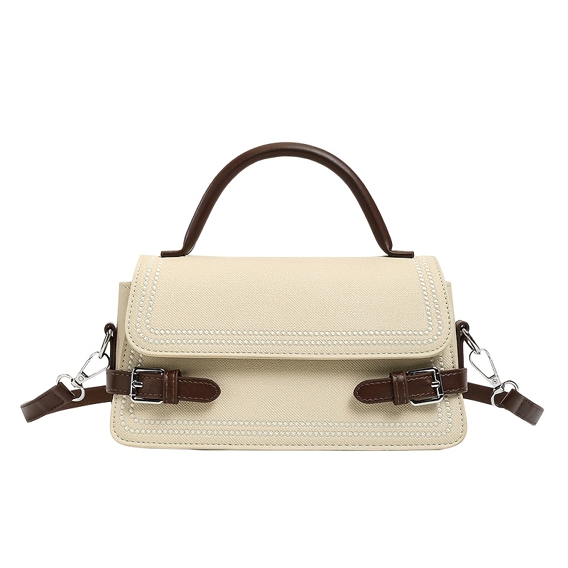 TEMU Damska torba crossbody, kontrastowa torba na ramię, mała kwadratowa torba do ręki, do pracy i na wyjścia, na jedno ramię, lekka i wszechstronna,