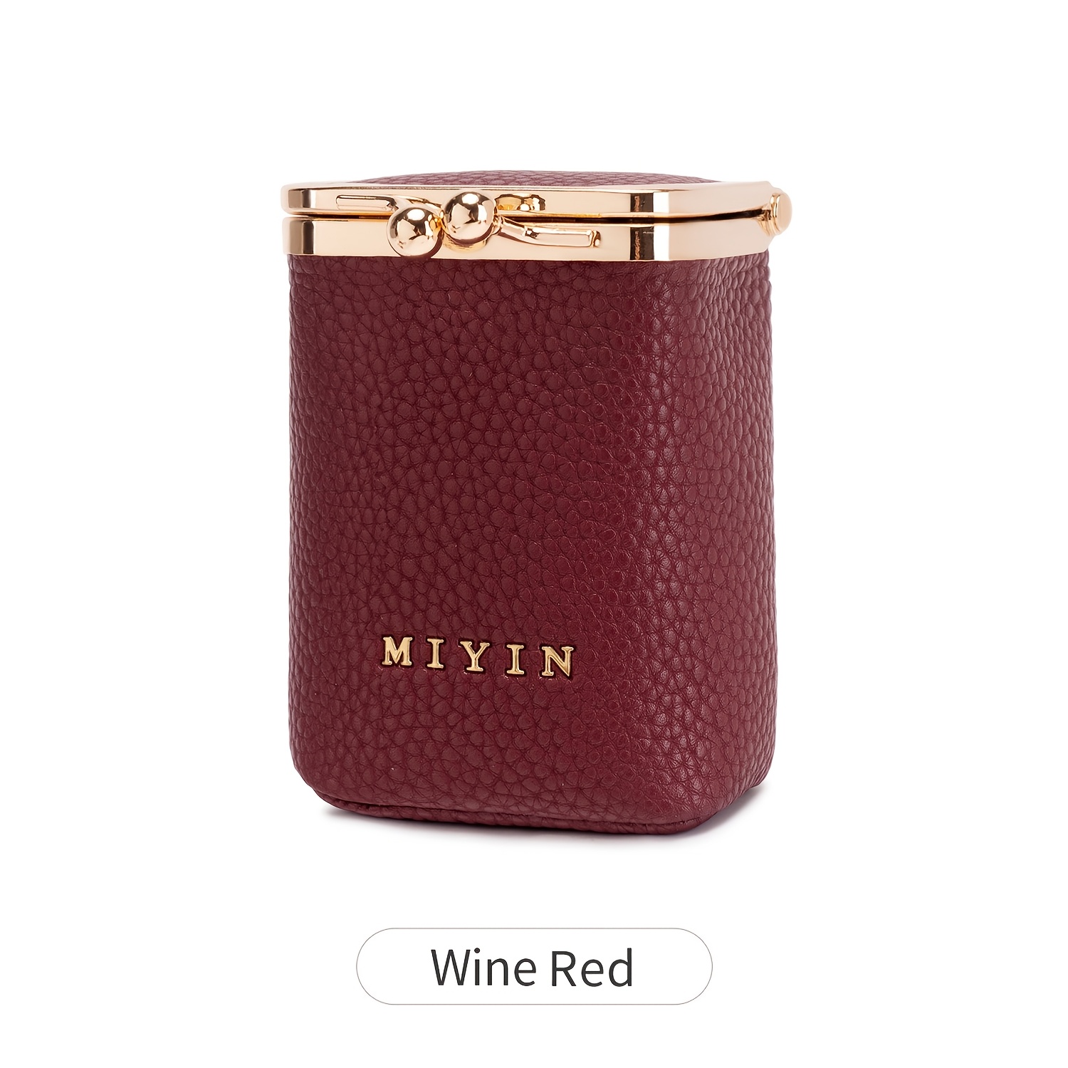 TEMU Mini Portmonetka Damska z Lusterkiem, Przenośne Etui na Szminkę, Codzienna Kosmetyczka, Wyszukany Zamek Zatrzaskowy, Tekstura Liczi/Różowa,