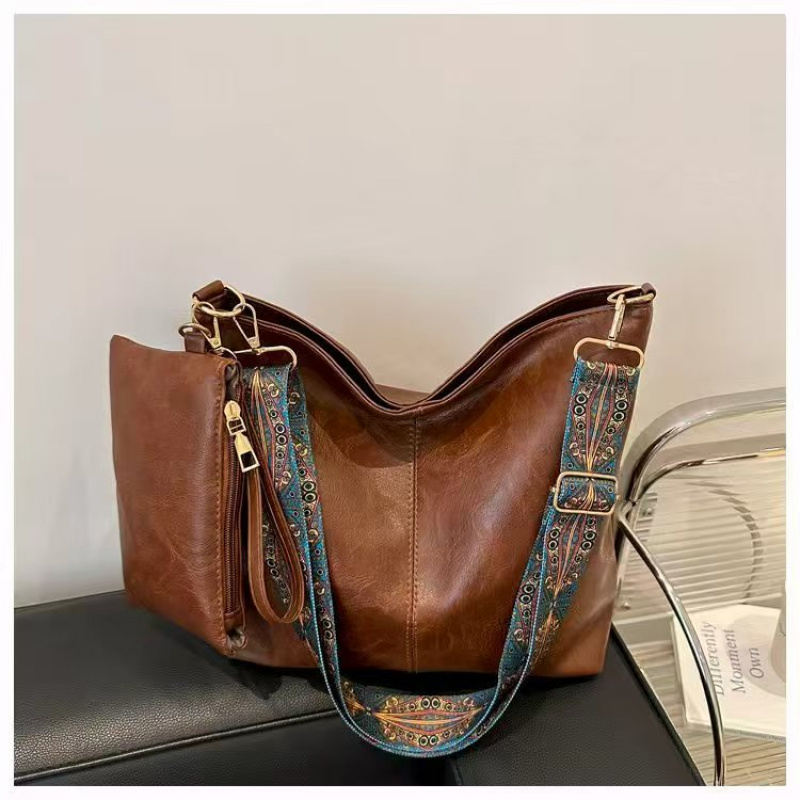 TEMU Zestaw 2 szt. Wysokiej Klasy Damska Torba Wiadro Tote w Stylu Vintage dla i Córki, Duża Torba na Ramię w Stylu Boho o Dużej Pojemności, Vintage
